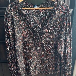 Floral Black and Red Women's Top